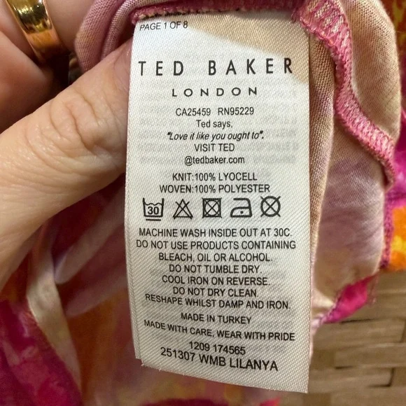 TED BAKER NWT Orange Pink Lilanya Floral print Woven Top size 1 Small Whimsical - Picture 5 of 7